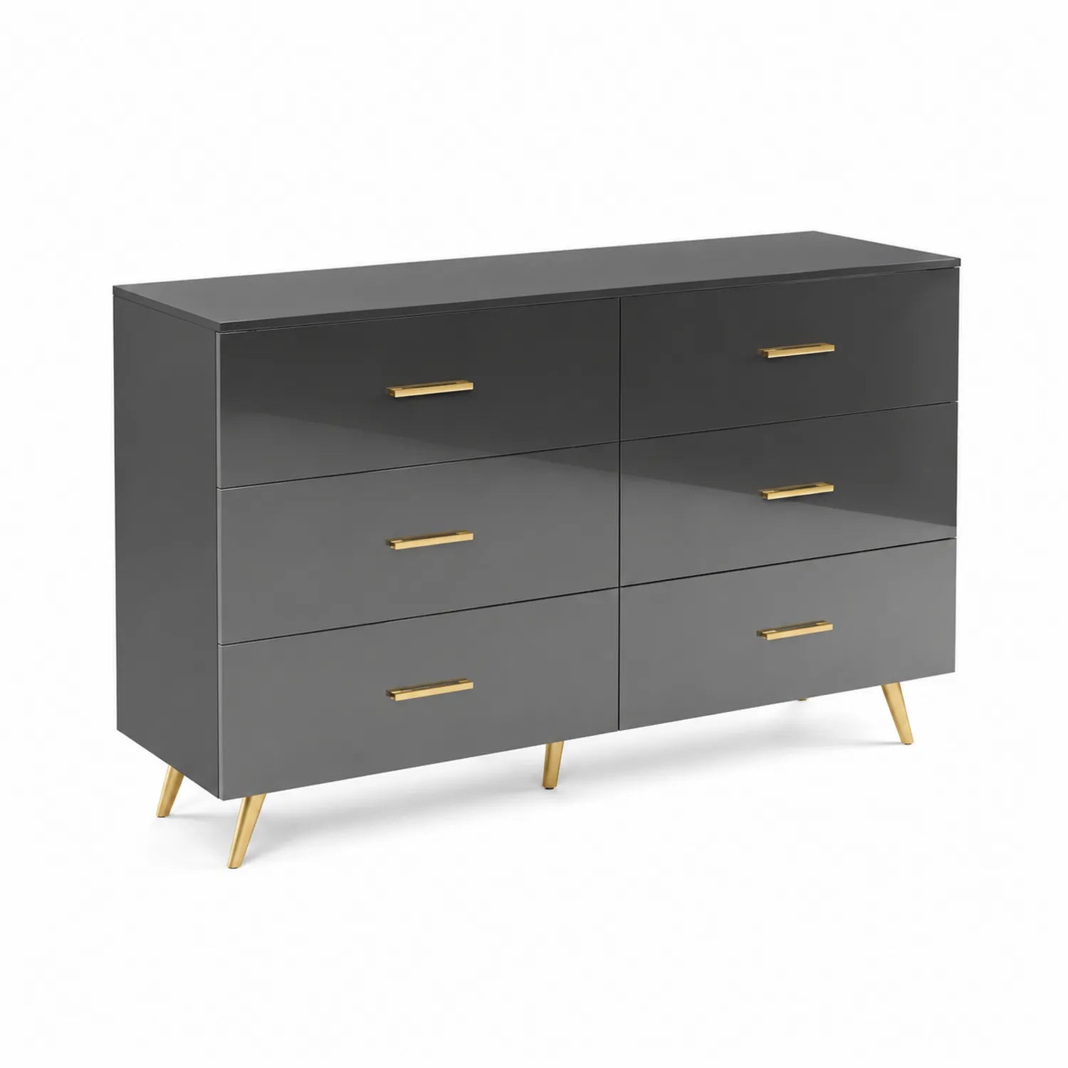 Kommode mit 6 Schubladen Holzwerkstoff Metall Grau 120x40x80 cm