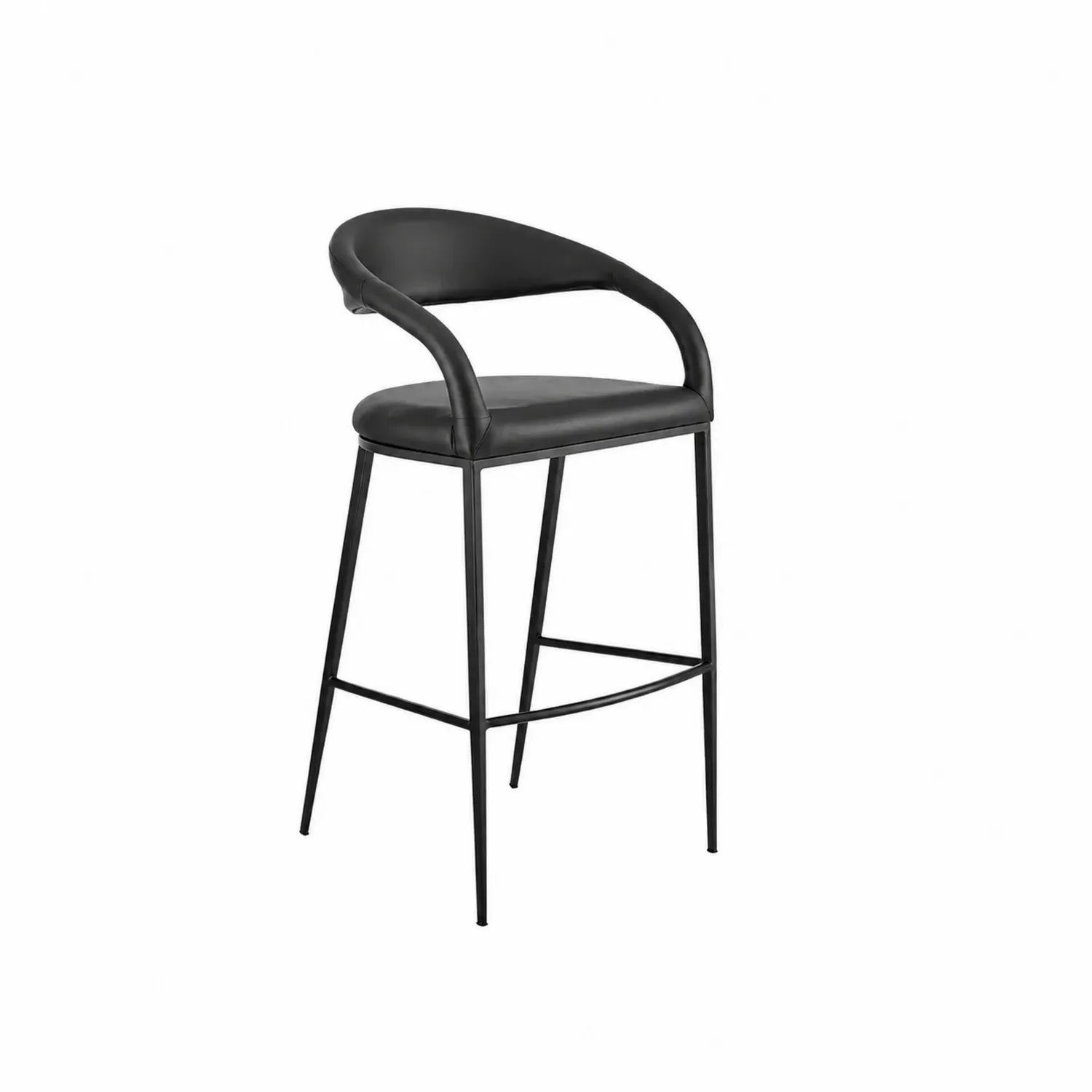 Barhocker Metall mit PU-Leder Sitz Schwarz 108 cm