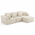 Ecksofa Cord Beige mit Holzrahmen