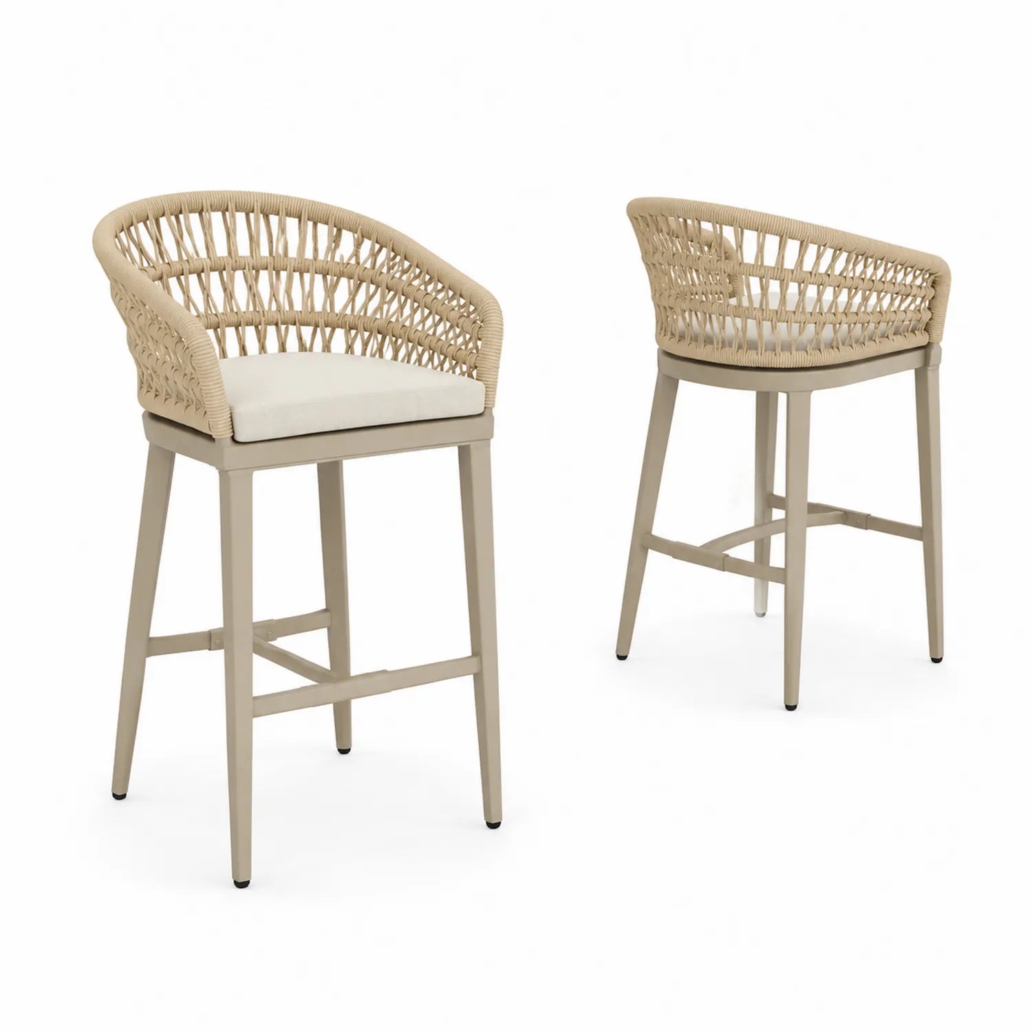 2er Set Outdoor-Stühle, Aluminium und Polyestergeflecht, Sand