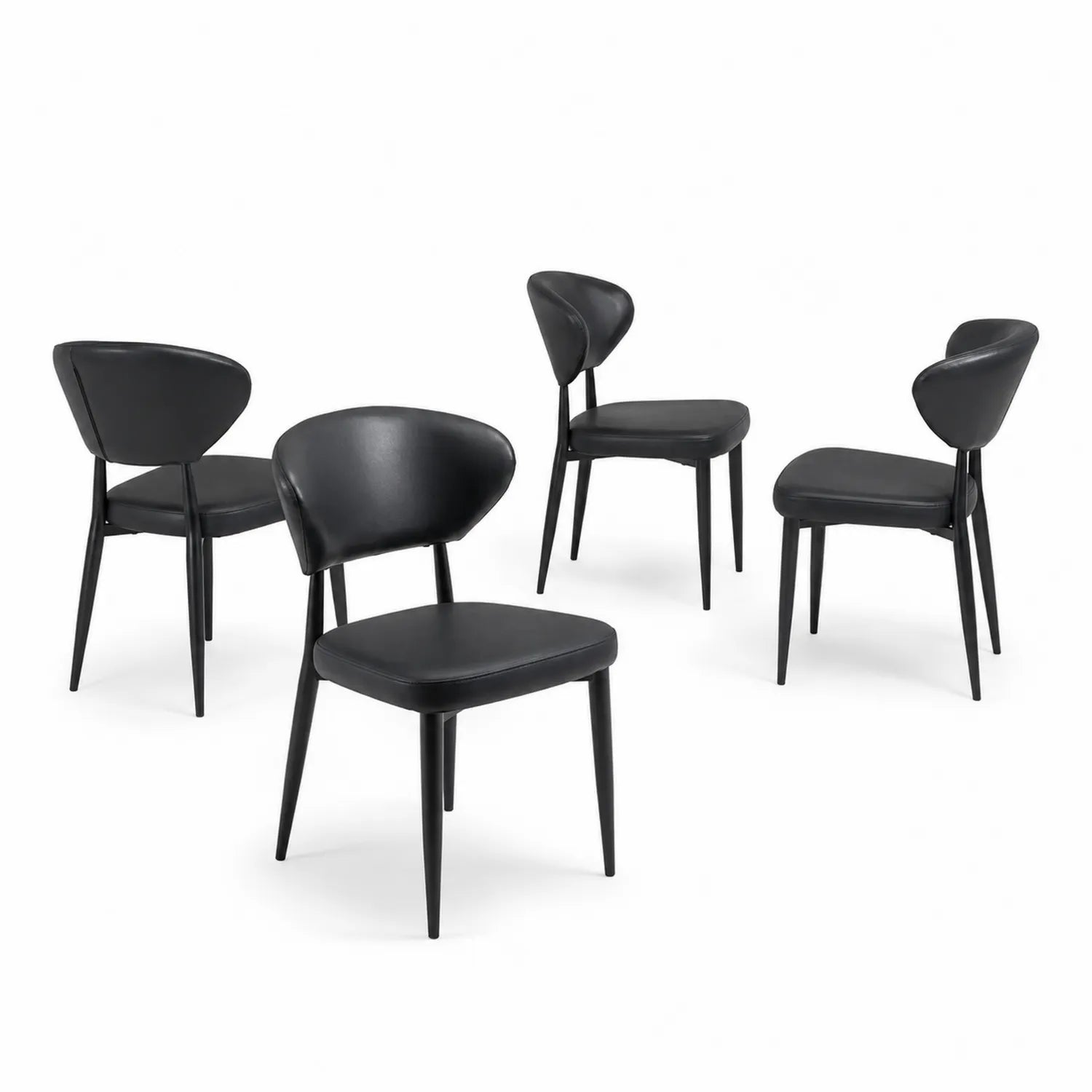Esszimmerstuhl Set 4er aus Kunstleder Schwarz