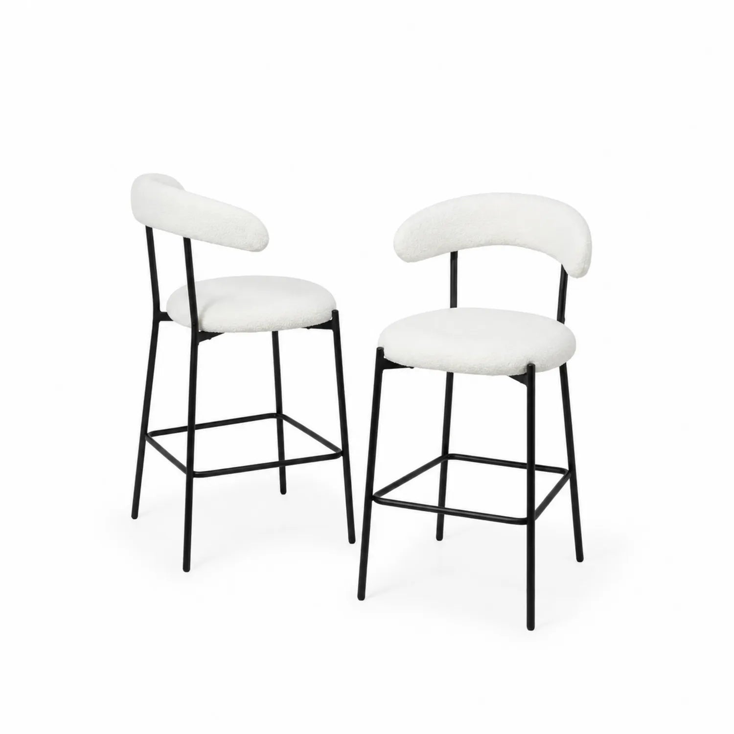 Barhocker Set mit Metallgestell und Polyestergewebe Weiß