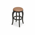 Barhocker mit Holzgestell und Kunstledersitz, 75 cm, Schwarz/Braun