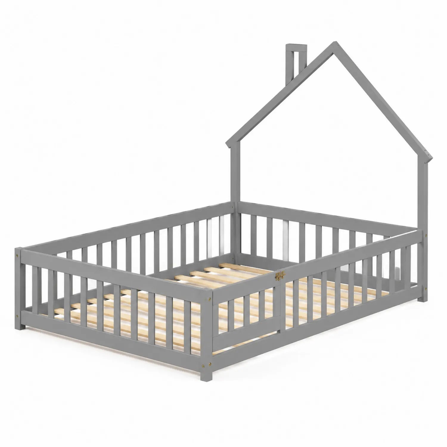 Hausbett Einzelbett Kiefernholz Grau 80x160 cm