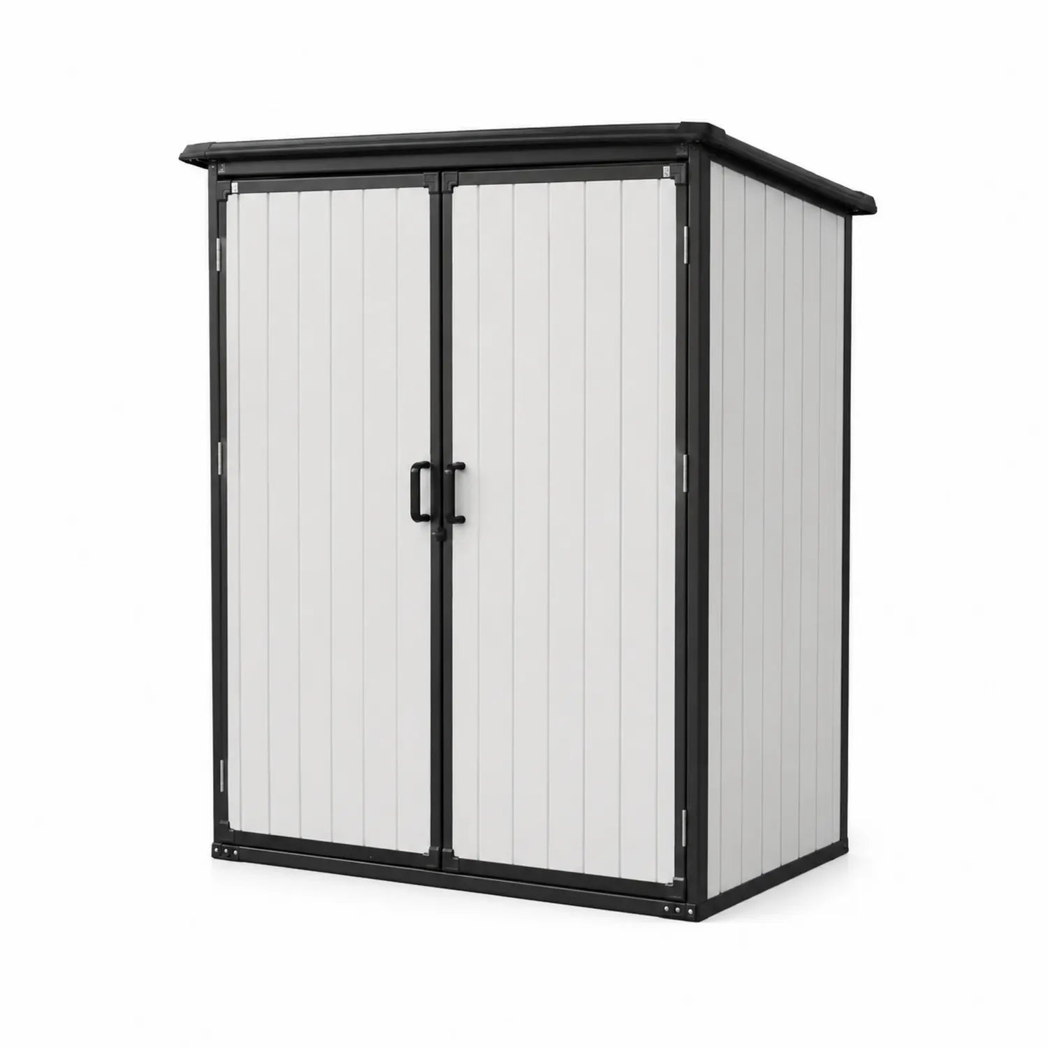 Kunststoff Gartenschrank Polypropylen Stahl Grau/Schwarz 140x80x180 cm
