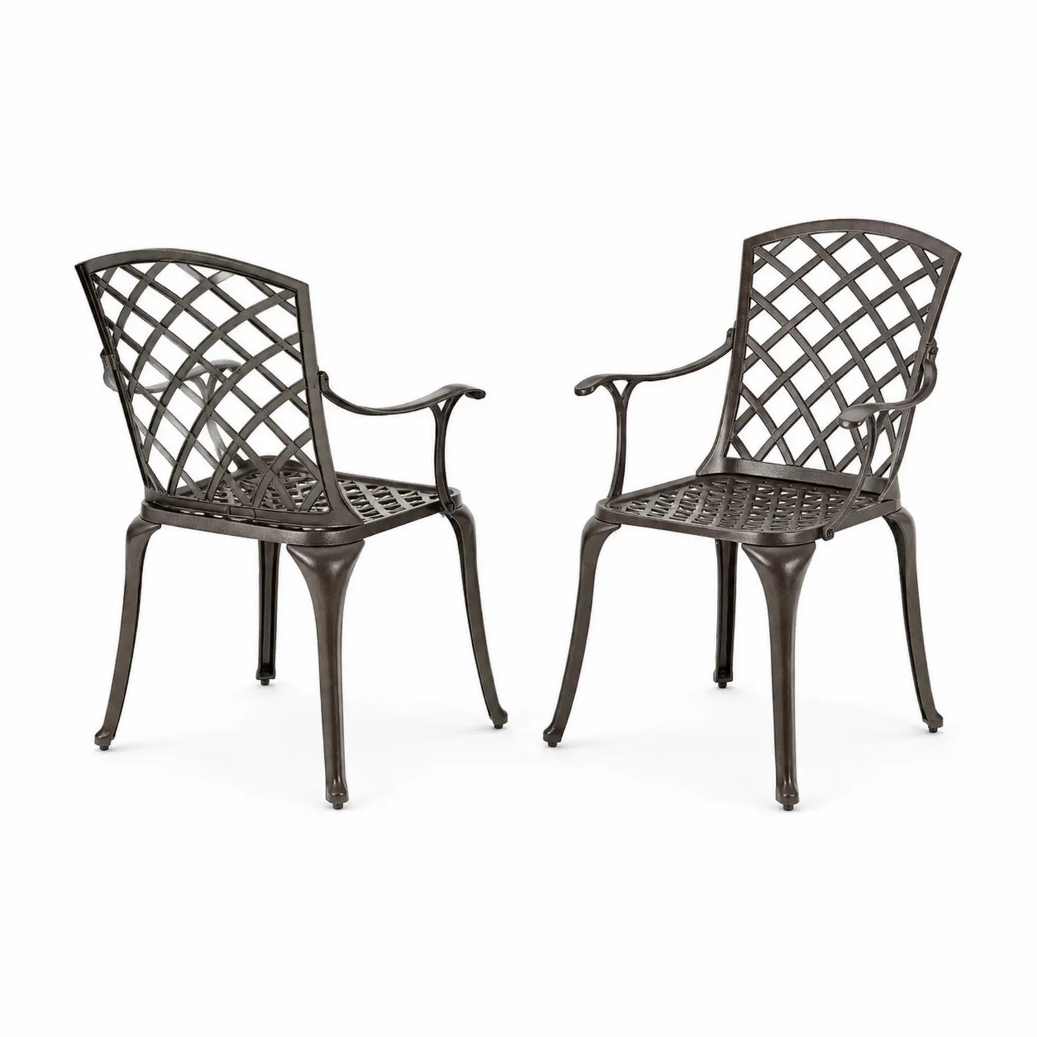 2er Set Gartenstühle aus Aluminium in Bronze