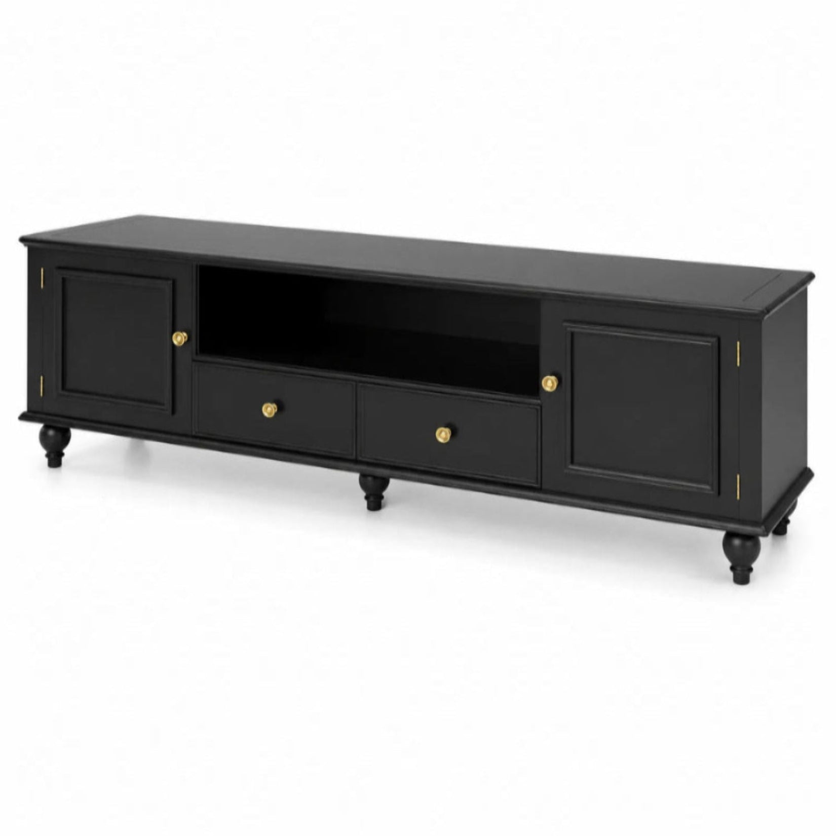 TV-Schrank Holz Schwarz mit Schubladen und Türen 160x40x50 cm