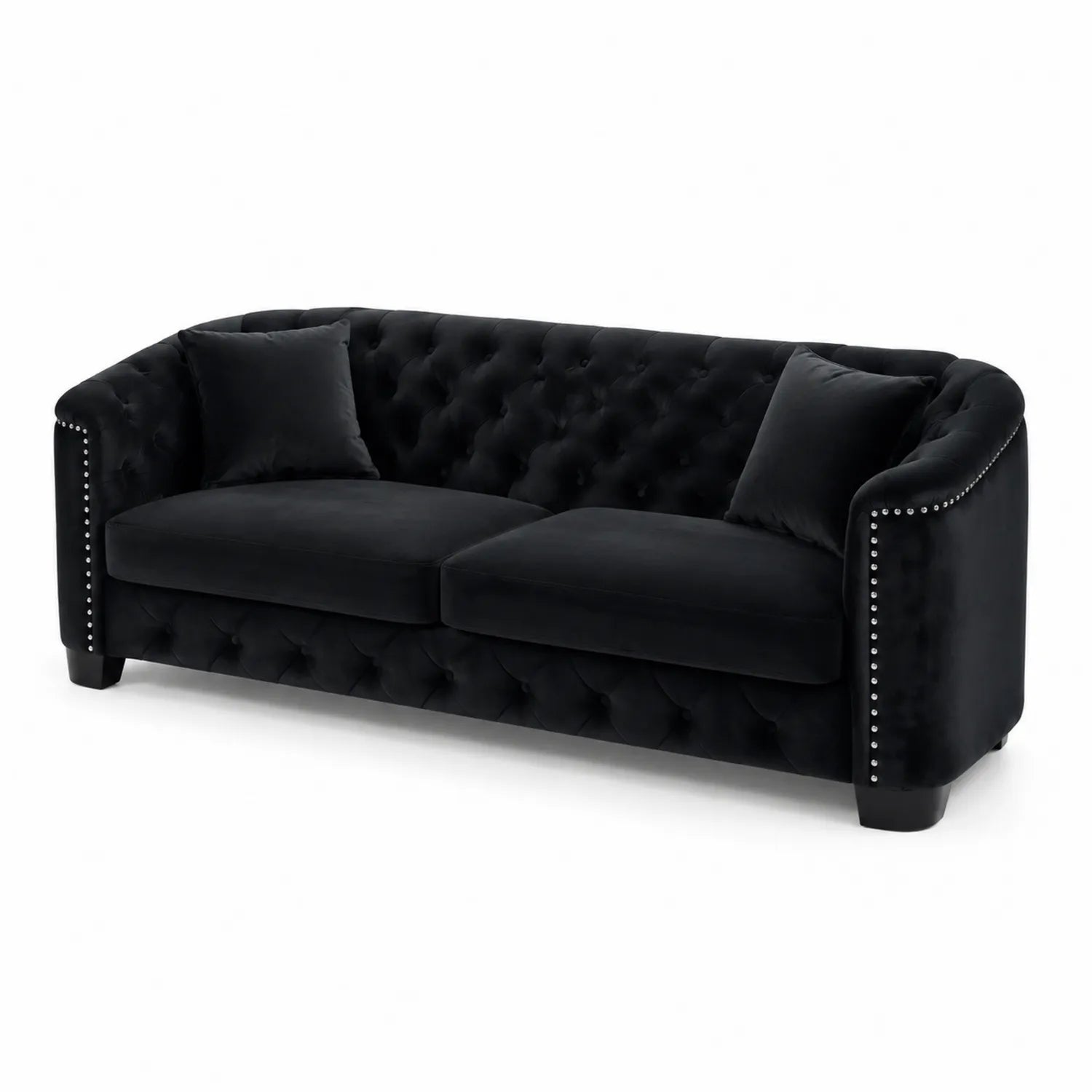 Chesterfield 3-Sitzer Sofa Samt Schwarz