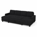 Ecksofa 3-Sitzer Cordstoff Schwarz 300x150x85cm