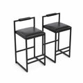 2er Set Barhocker mit Kunstleder Sitz und Metallgestell