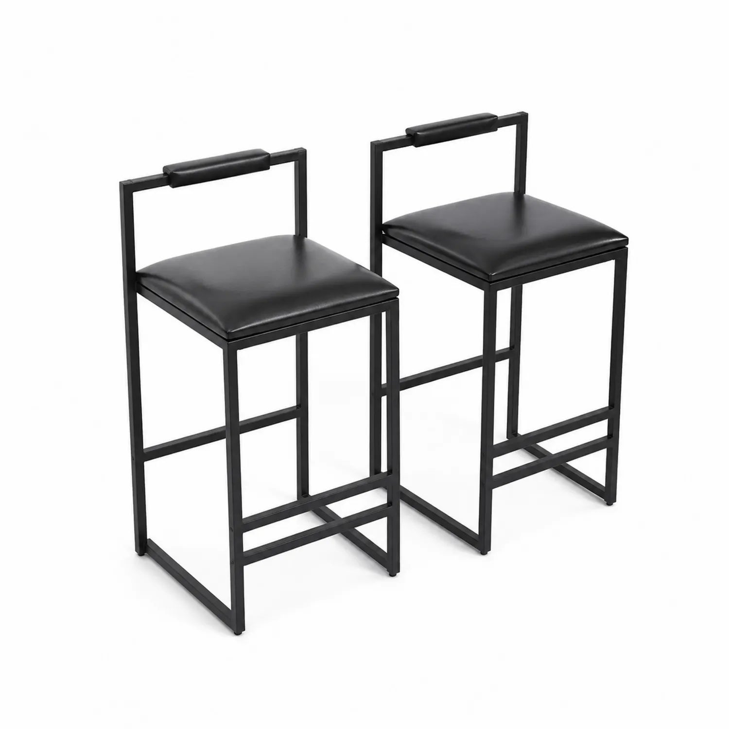 2er Set Barhocker mit Kunstleder Sitz und Metallgestell