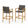 2er Set Barhocker PE-Rattan Akazienholz Braun