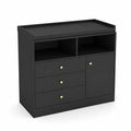 Schwarze Kommode aus MDF mit Metallknöpfen