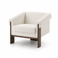 Sessel aus Massivholz und Polyester Creme 70x80x75cm