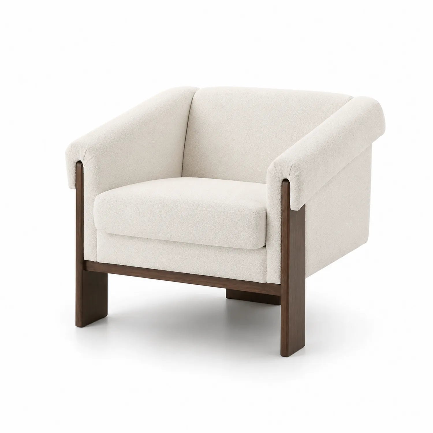 Sessel aus Massivholz und Polyester Creme 70x80x75cm